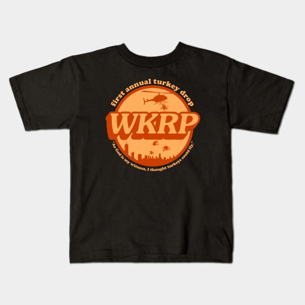 WKRP Turkey Drop Kids T-Shirt by OniSide